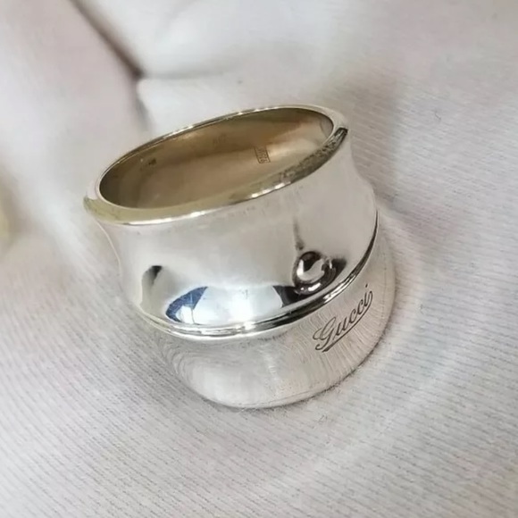 ❤️ NEW AUTH GUCCI Bamboo Sterling Silver Ring Made in Italy .925 SZ 5 -5.5 - Picture 3 of 11